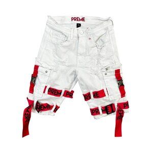 White shorts size 28 W| PREME | Streetwear | HipHop| Music| Buckle Strap|Cargo
